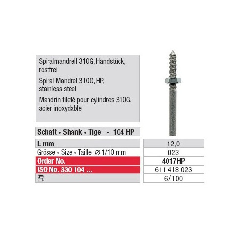 MANDREL VOOR CILINDERS N°4017 (6)