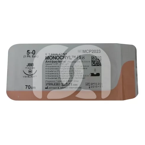 Monocryl hechtdraad + ontsmettingsmiddel - Doos van 36 units - draad 4/0,  Multipass naald