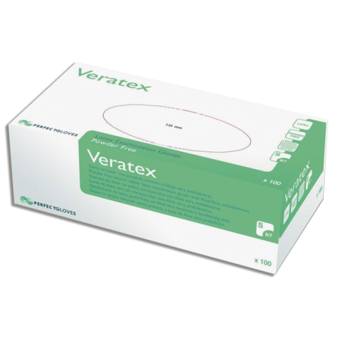 VERATEX GANTS NON-POUDRÉS EN LATEX - ALOE VERA - L - 8/9 (100)